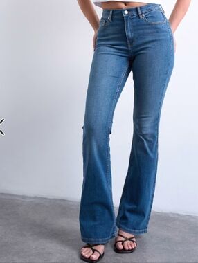 Topshop Moto Jamie Flare Jeans Mid-Rise Medium Wash Size 26X30